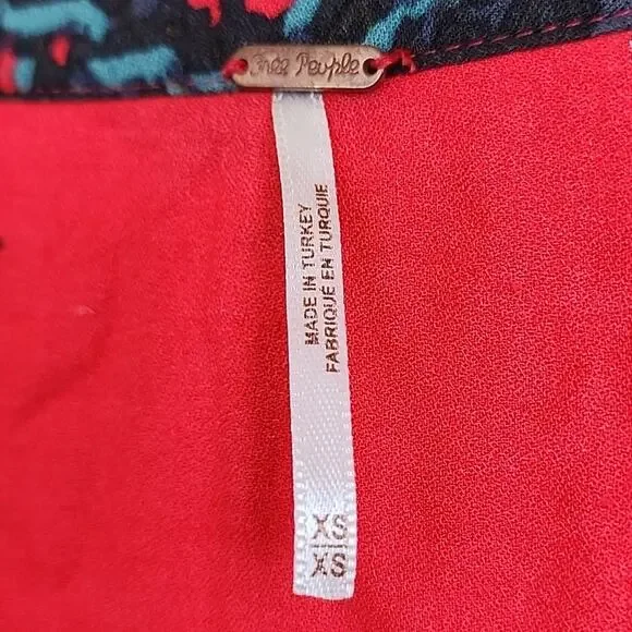 Free People Red Blue XS Paisley Dress - Picture 6 of 10